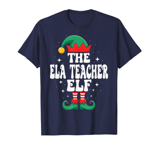 The ELA Teacher Elf Funny Christmas Matching Family Group T-Shirt