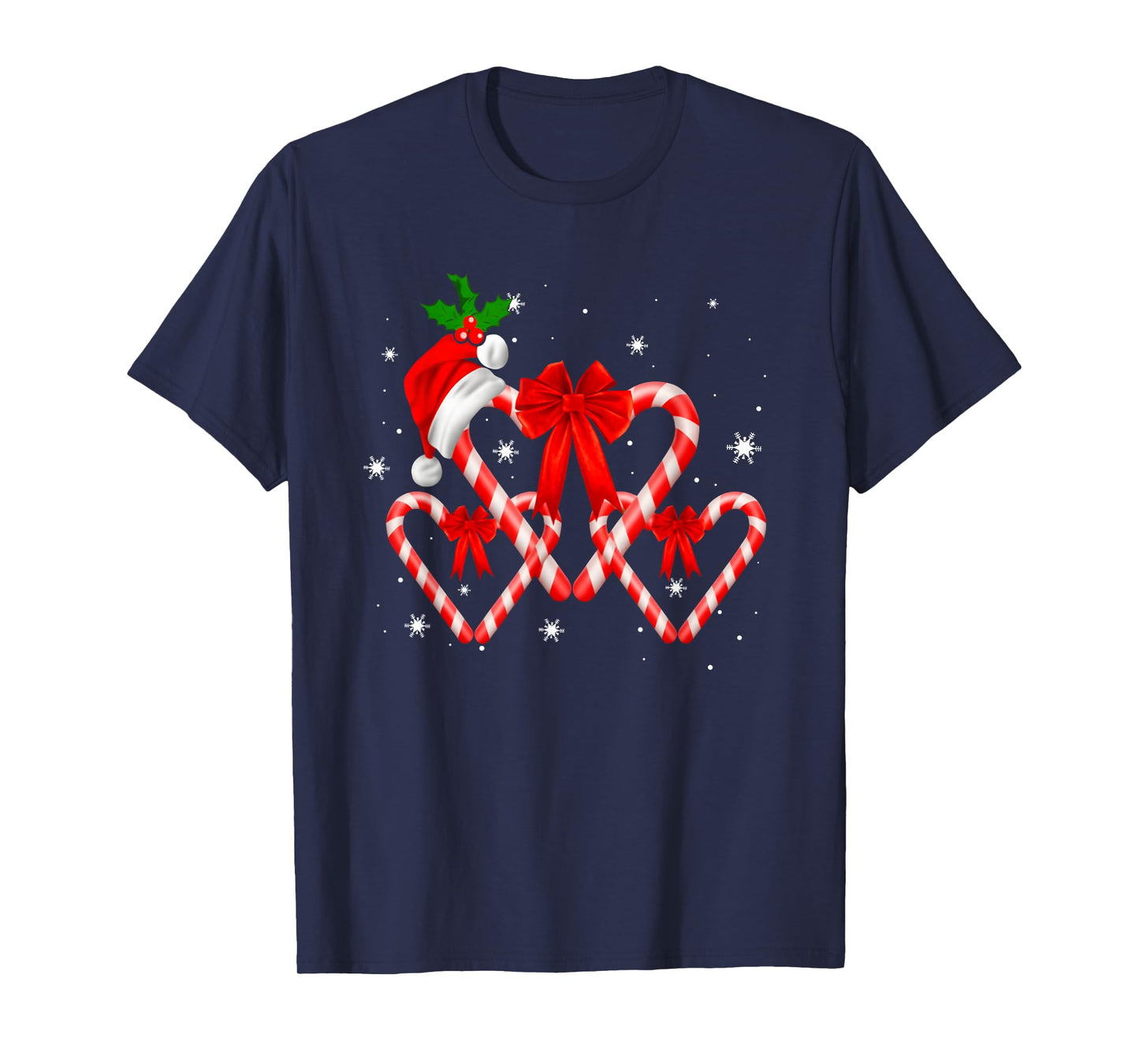 Red and White Candy Cane Santa Christmas Funny Xmas Lights T-Shirt