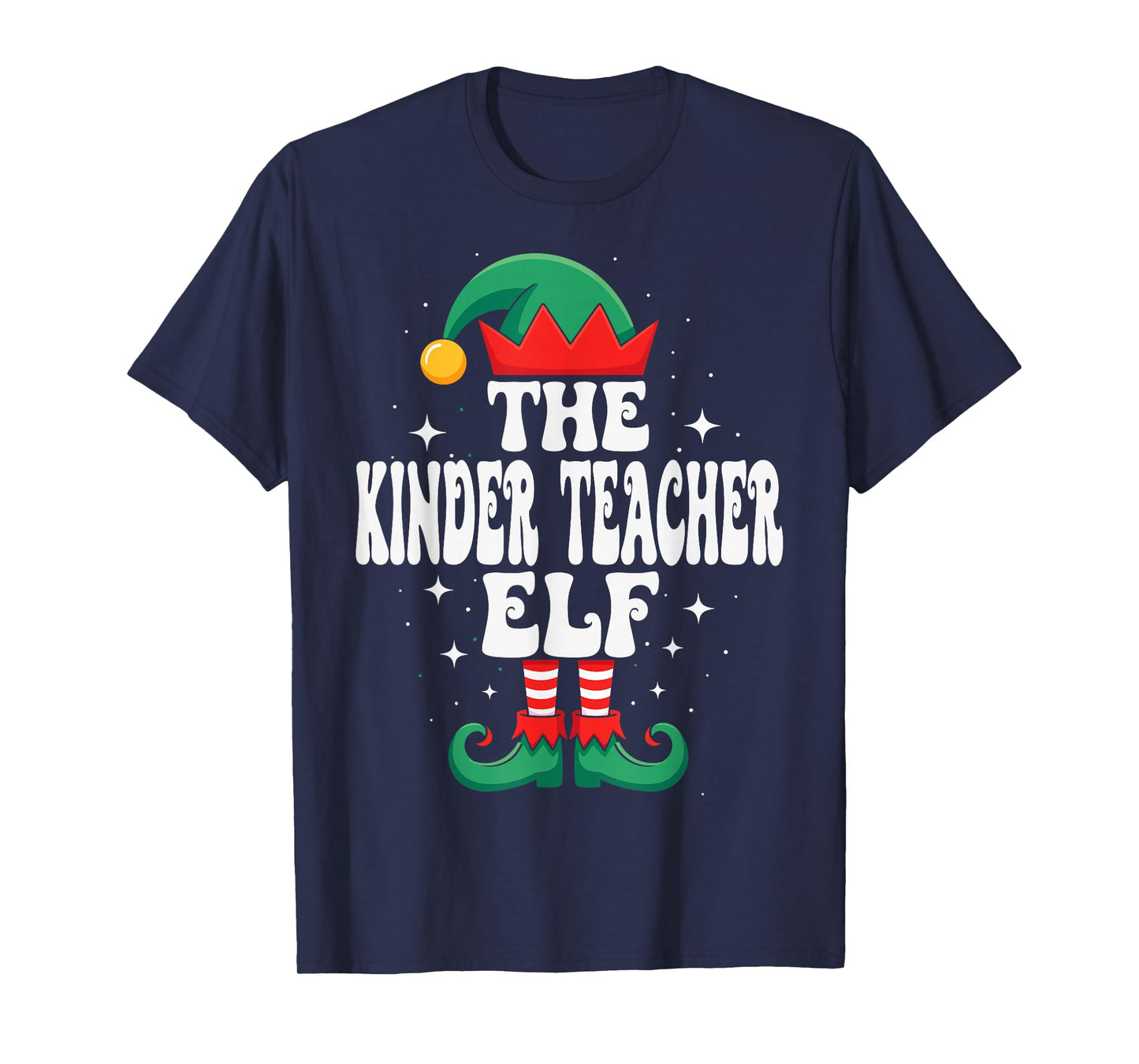 The Kinder Teacher Elf Funny Christmas Matching Family T-Shirt