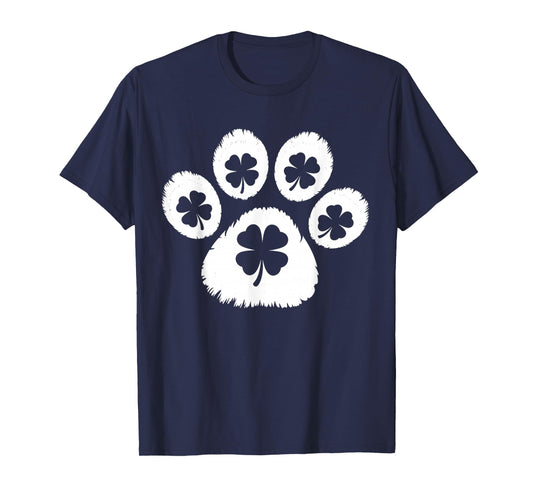 Paw Print Dog Owner Lover Patricks Day Shamrock Men Women T-Shirt