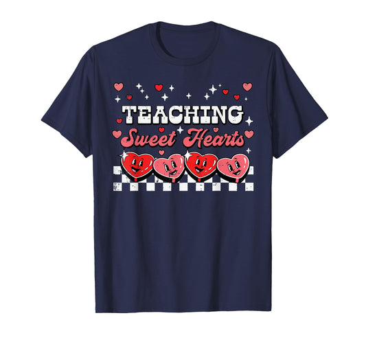 Valentines Day Teacher Teaching Sweethearts Retro Women Men T-Shirt