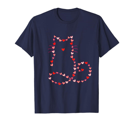 Cat Valentine Heart Retro Funny Cute Kitten Lovers Pet Paw T-Shirt