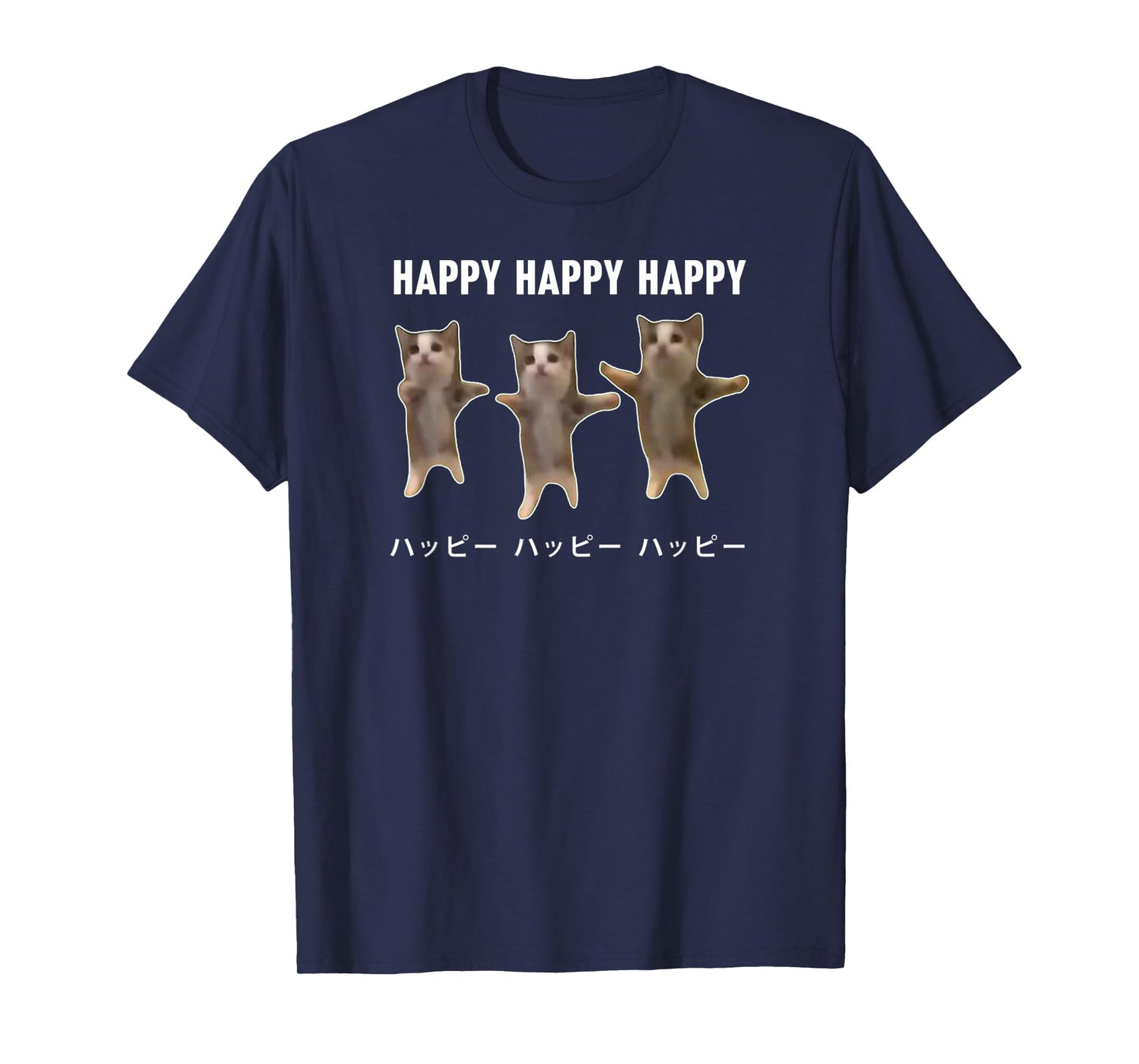 Funny Japanese Cat Meme Dancing Happy Cats for Men Women T-Shirt