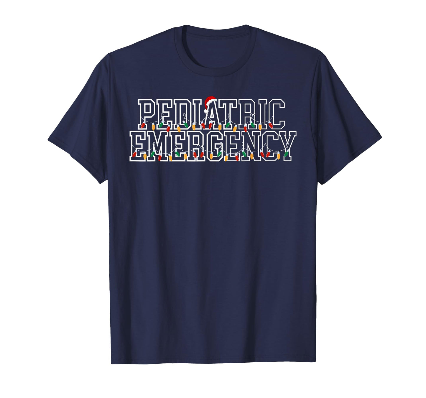 Pediatric Emergency Santa Hat Christmas Lights PEDS ER Nurse T-Shirt
