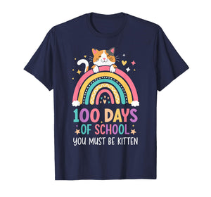 Girl 100 Day of School Cat for Girls 100th Day of School Kid T-Shirt