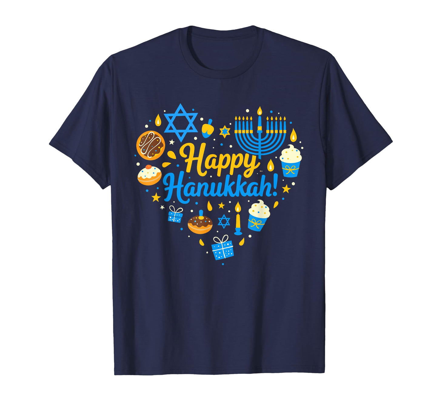Happy Hanukkah Heart Dreidel Jewish Menorah Chanukah Pajamas T-Shirt