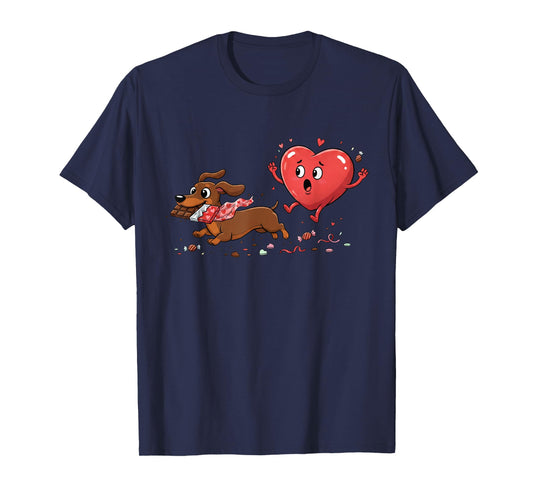 Dachshund Heart Chocolate Valentine Dog Womens Mens Kids T-Shirt