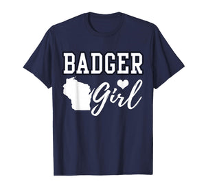 Badger Girl Home Wisconsin Map Heart State Nickname T-Shirt