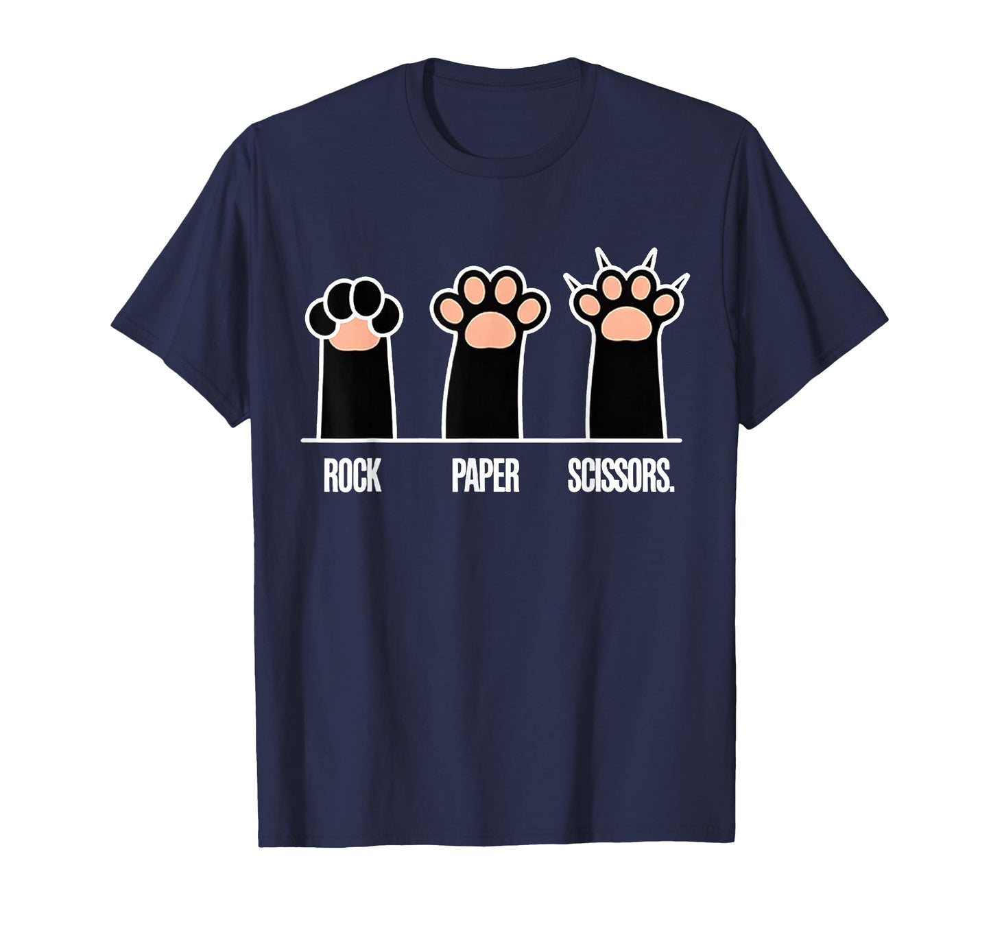Rock Paper Scissors Hand Game Cute Pink Paw Cat T-Shirt