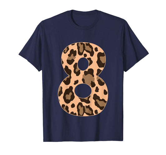 Cheetah Kids 8 Year Old Girl Cheetah Print 8th Birthday T-Shirt