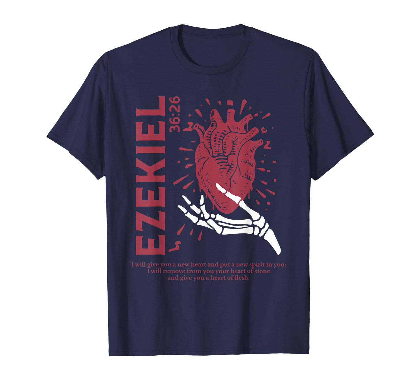 Vintage Ezekiel 36-26 Heart of Flesh Bible Verse Christian T-Shirt