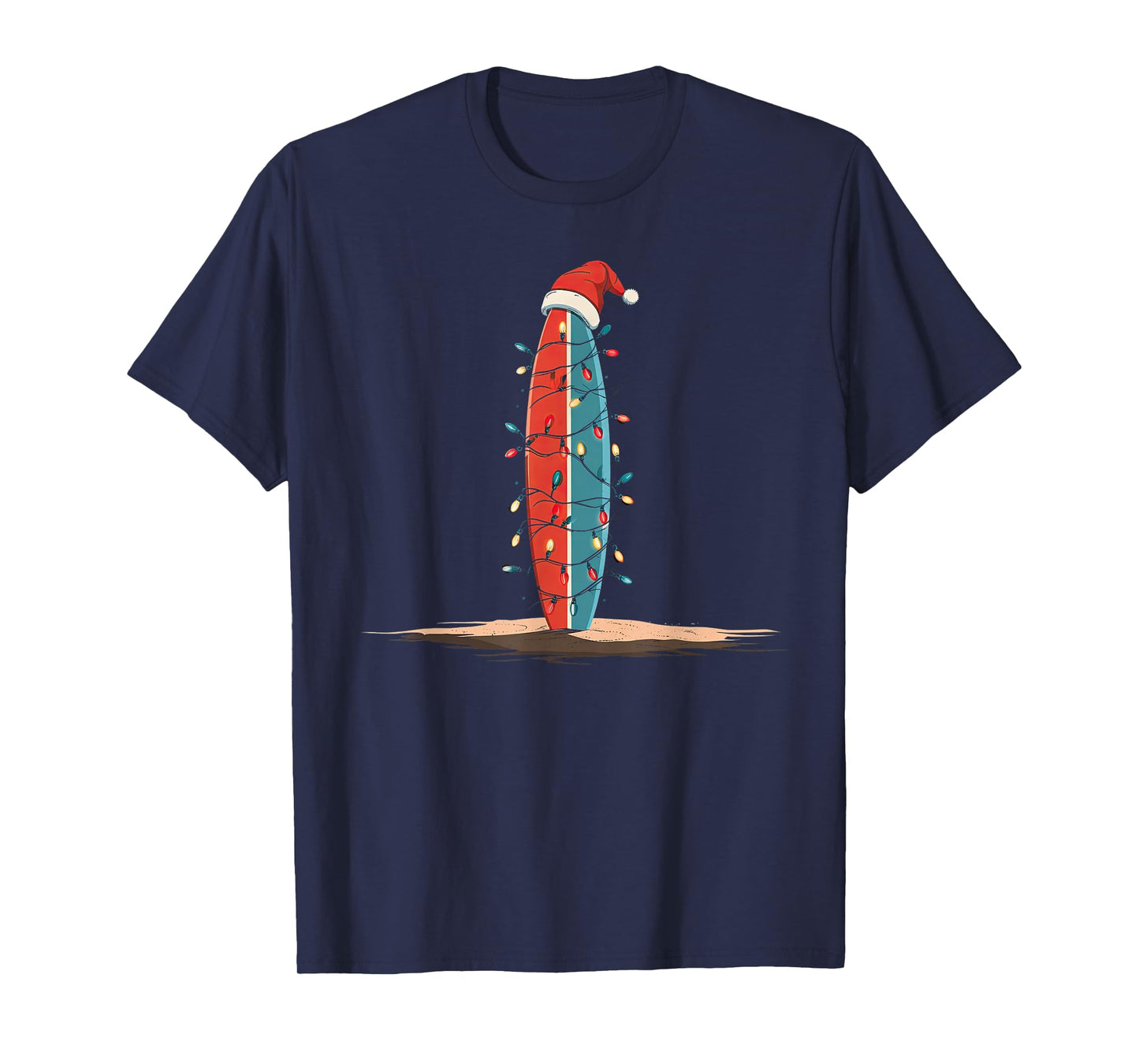 Funny Surf Christmas Lights Lover Surfboard Surfing Surfer T-Shirt