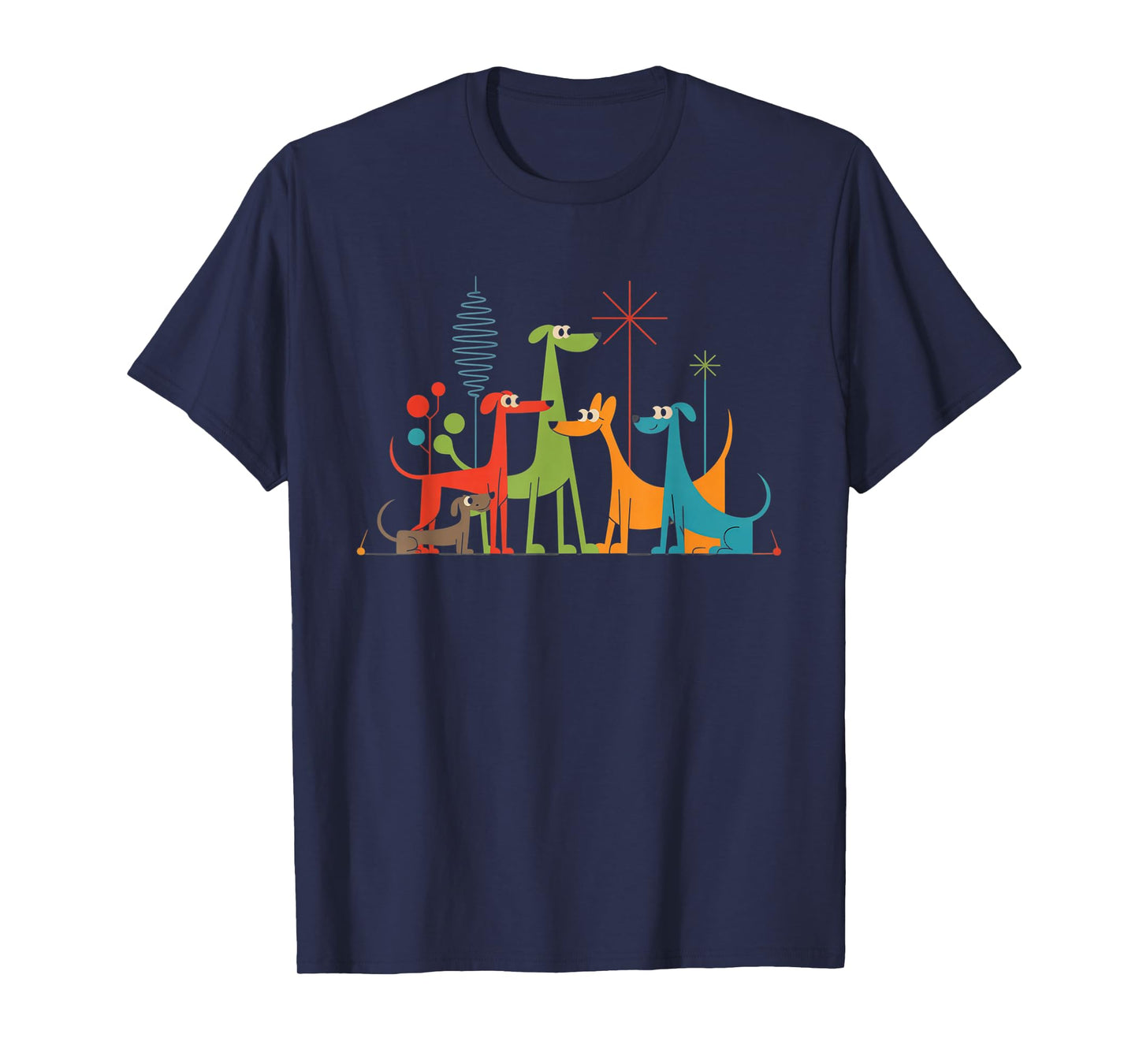 Retro Mid Century Modern Dogs 50s 60s Atomic Art Design T-Shirt
