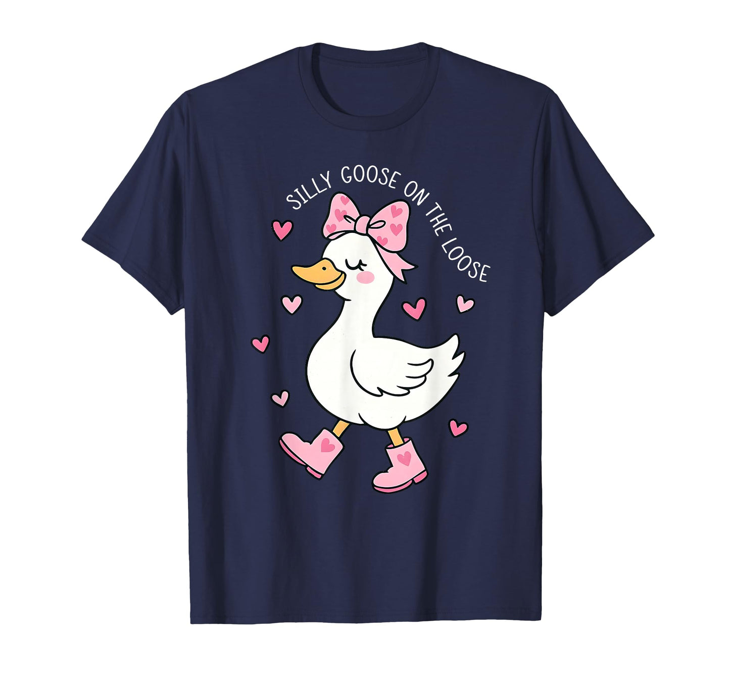 Valentine Silly Goose On The Loose Coquette Bow Girl Women T-Shirt