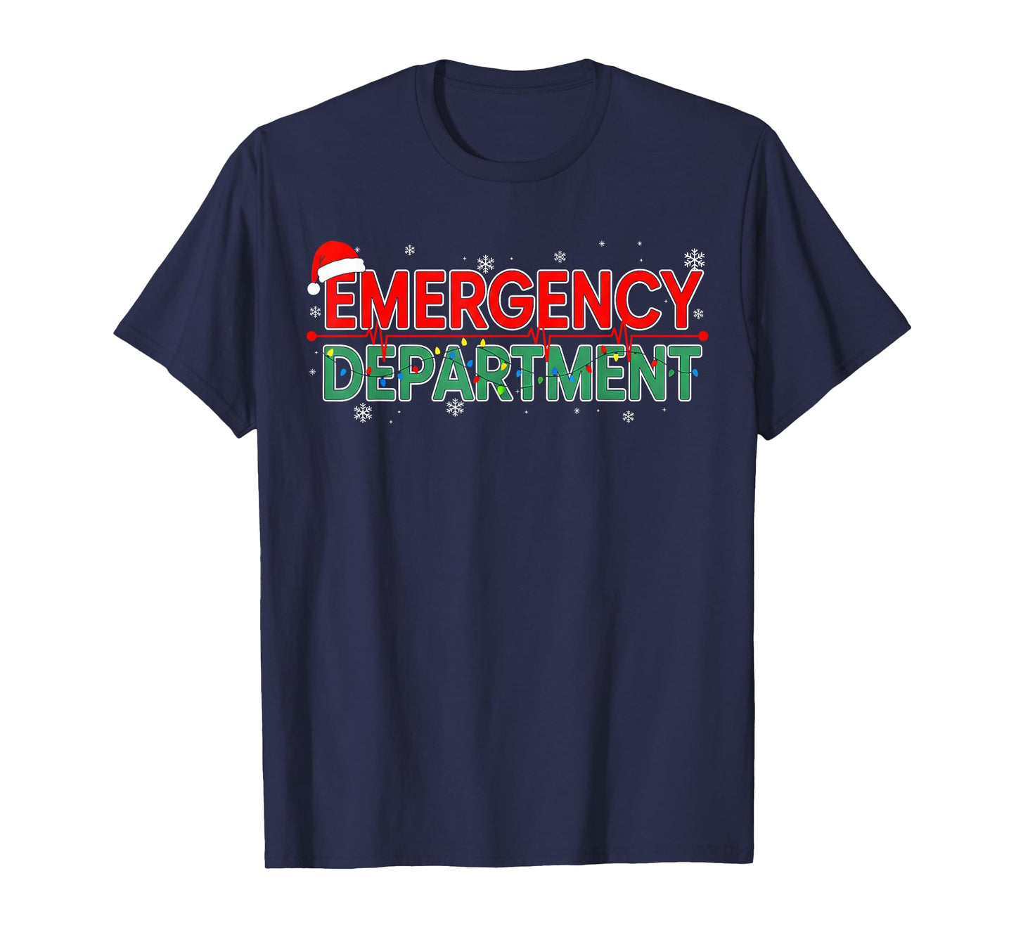 Er Nurse Christmas Emergency Department Nursing Xmas Lights T-Shirt
