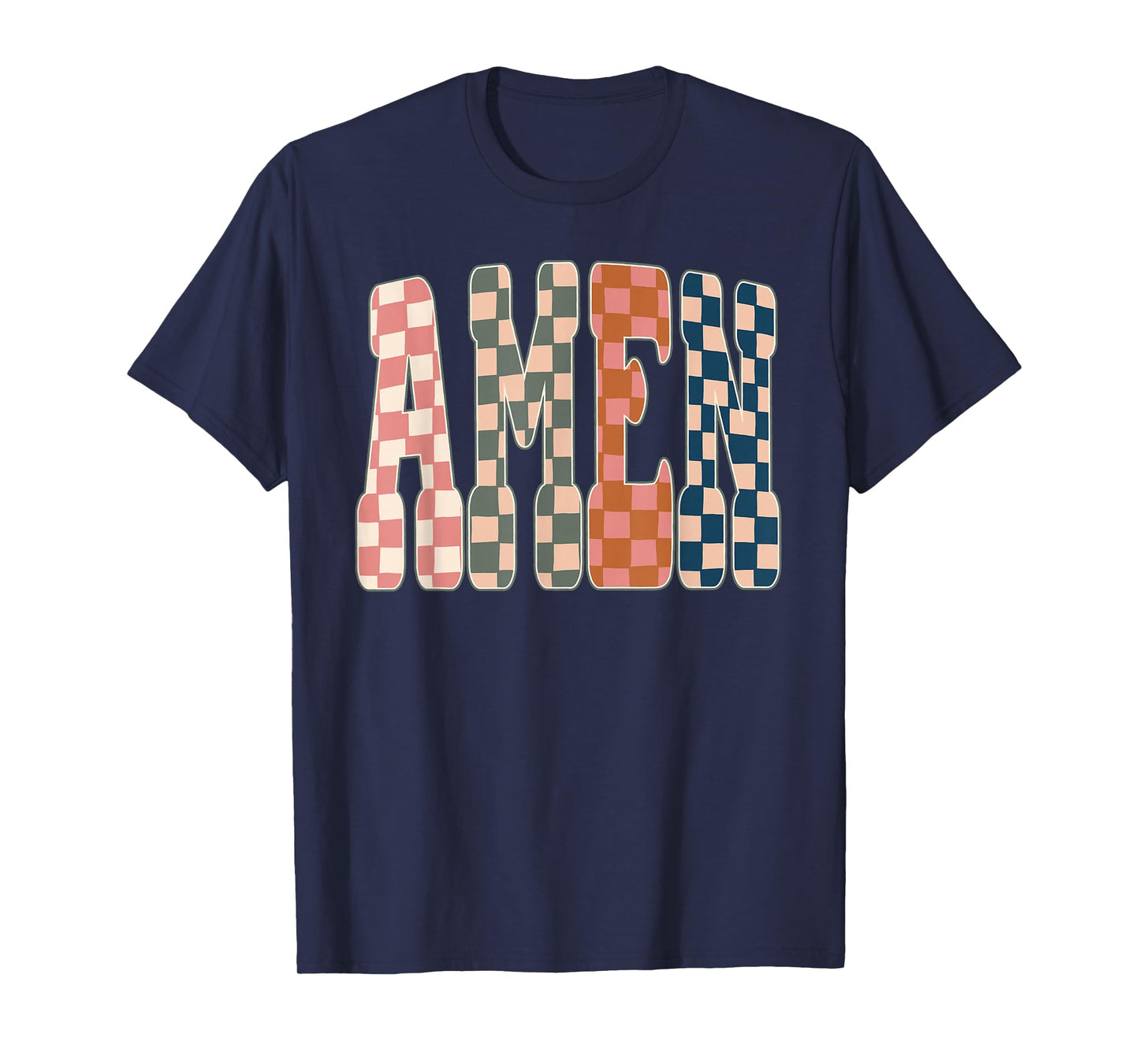 Amen Checkered Christian Jesus Faith Bible Verse Religion T-Shirt