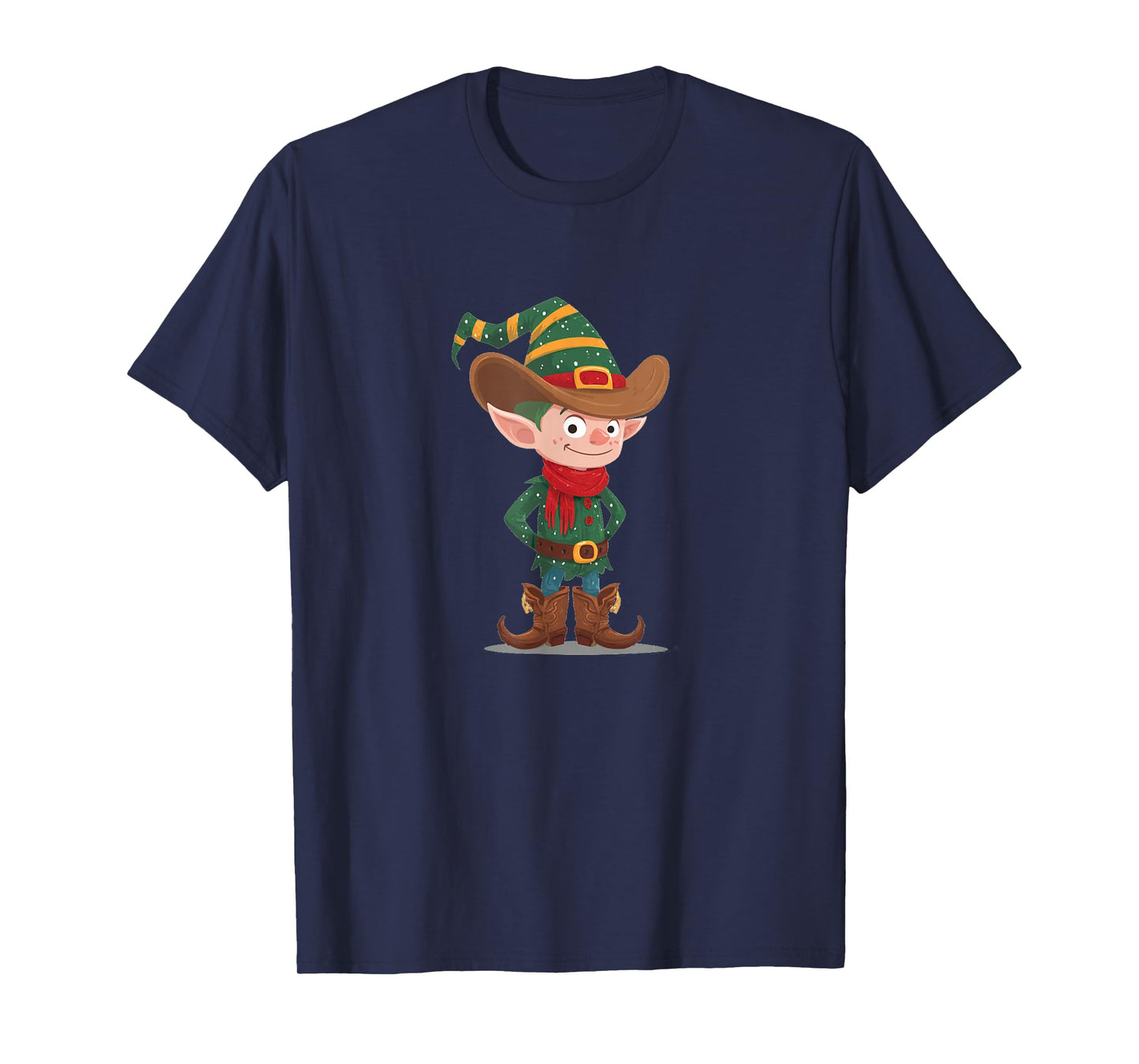 Pretty Christmas Elf in Cowboy Look Costume T-Shirt