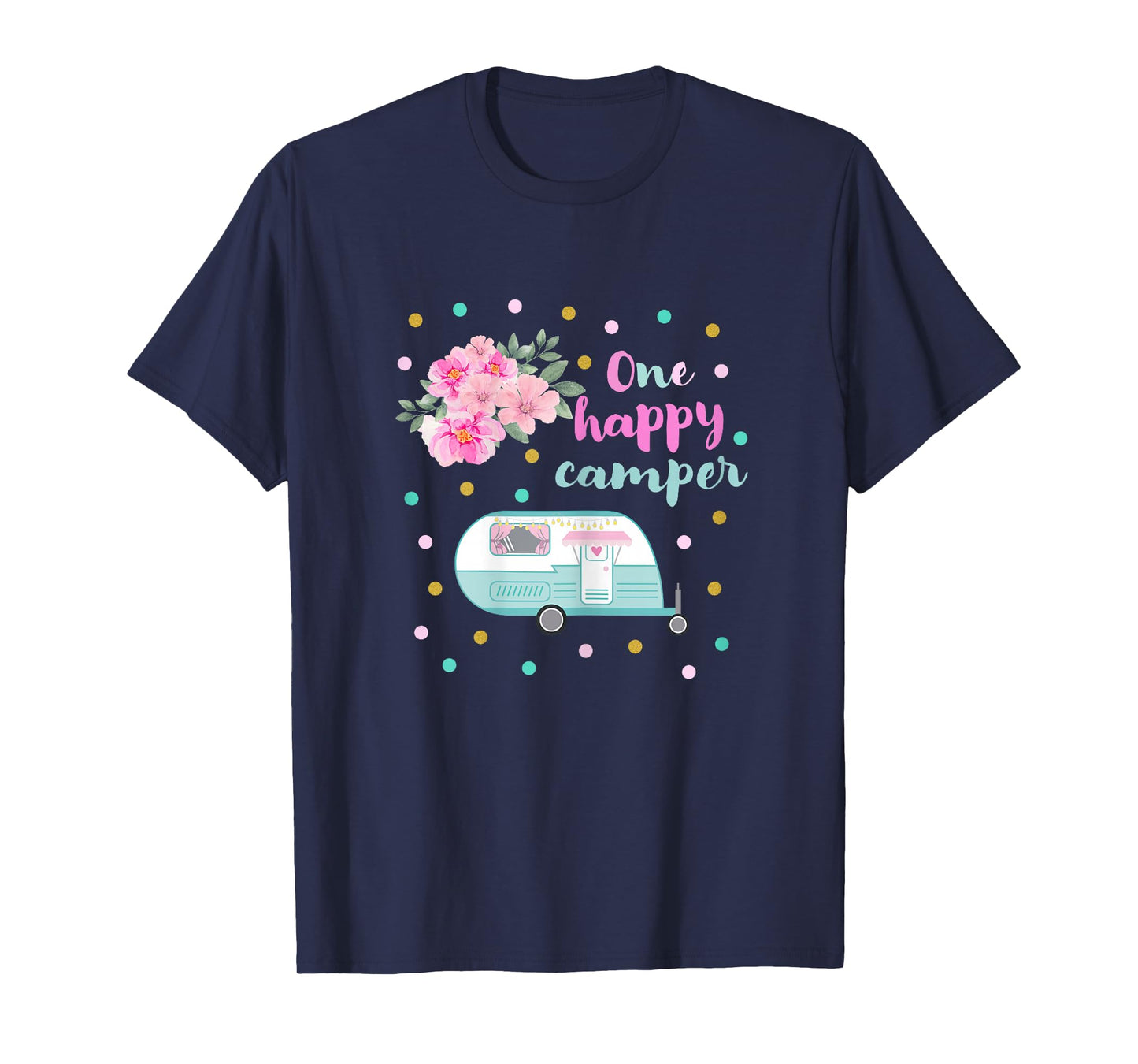 Cute Girls One Happy Camper Baby First Birthday Camping RV T-Shirt