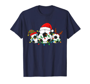 Soccer Christmas Player Santa Hat Xmas Sport Men Kids T-Shirt