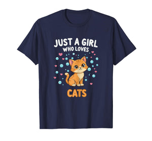 Kawaii Cat Just A Girl Who Loves Cats Shirts for Girls T-Shirt