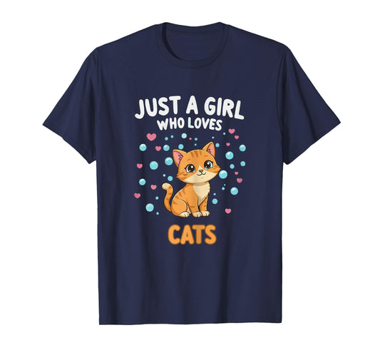 Kawaii Cat Just A Girl Who Loves Cats Shirts for Girls T-Shirt