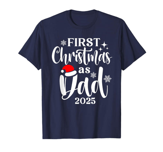 First Christmas As Dad 2025 Snowflake Xmas Family Matching T-Shirt