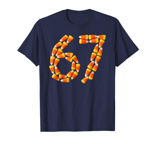 Six Seven Candy Corn Sweet Halloween Number 67 Design T-Shirt