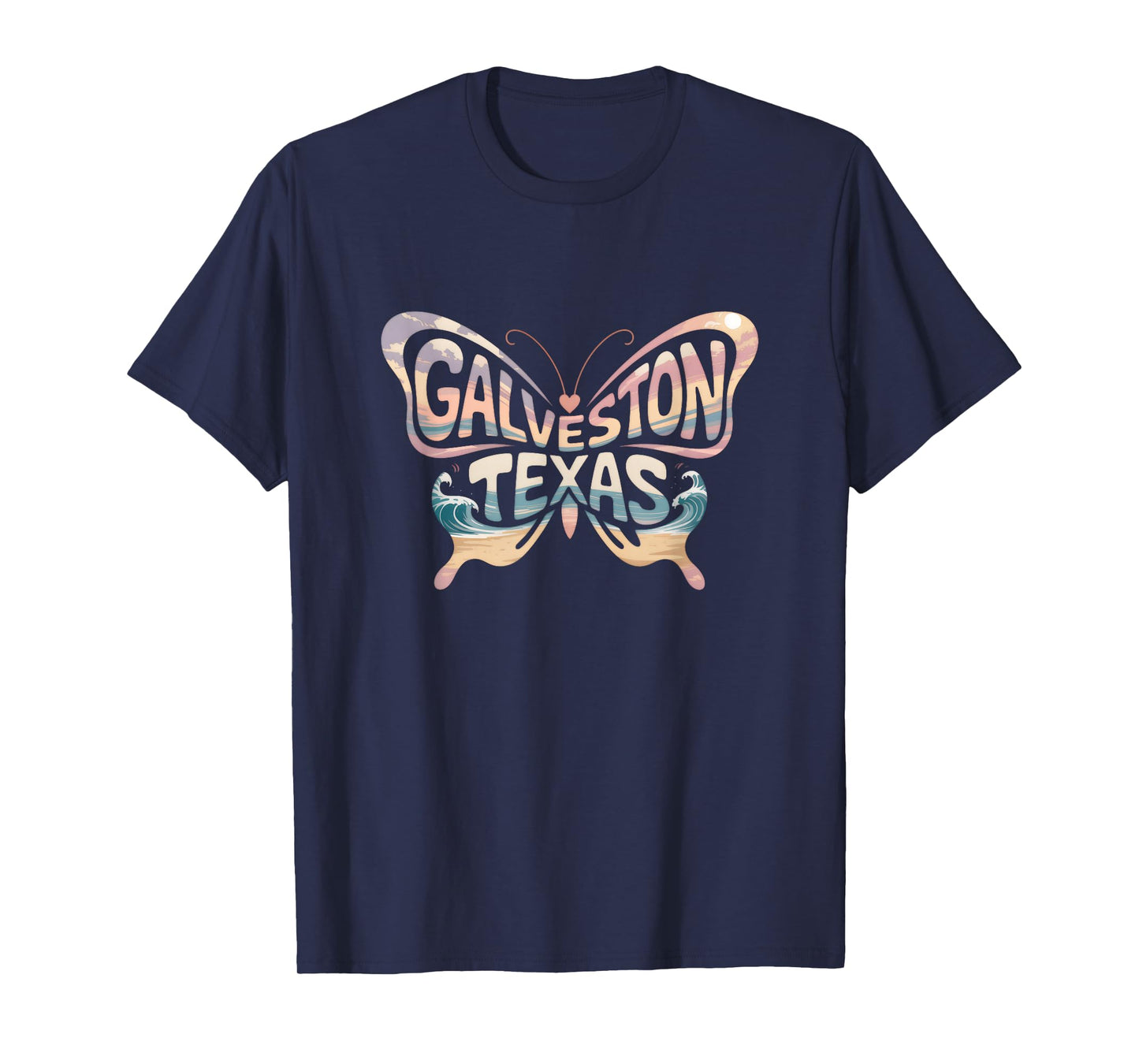 Galveston Butterfly - Texas Beach City Name Word Art T-Shirt