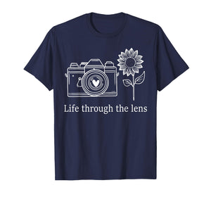 Womens Photographer Life Through Lens Flowers Photography T-Shirt