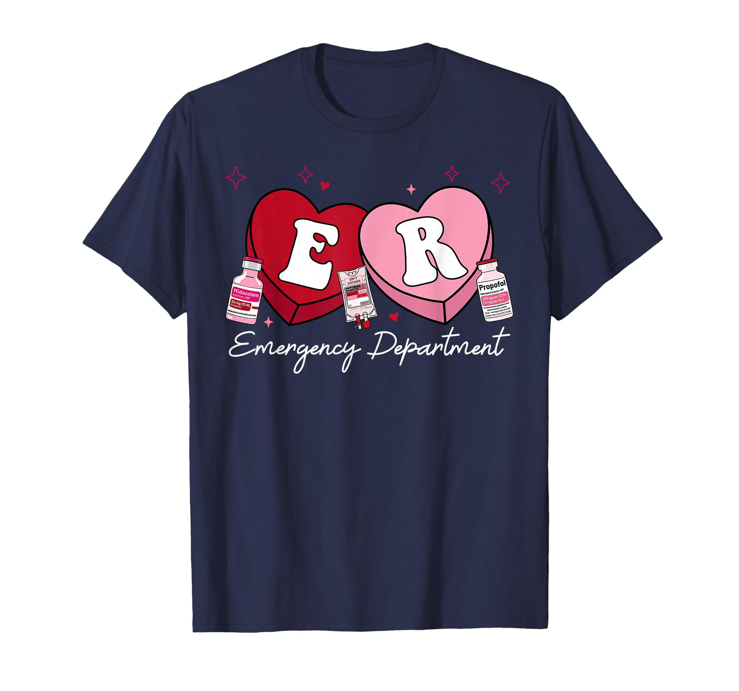 Emergency Department Candy Heart Valentine Day ER Nurse T-Shirt