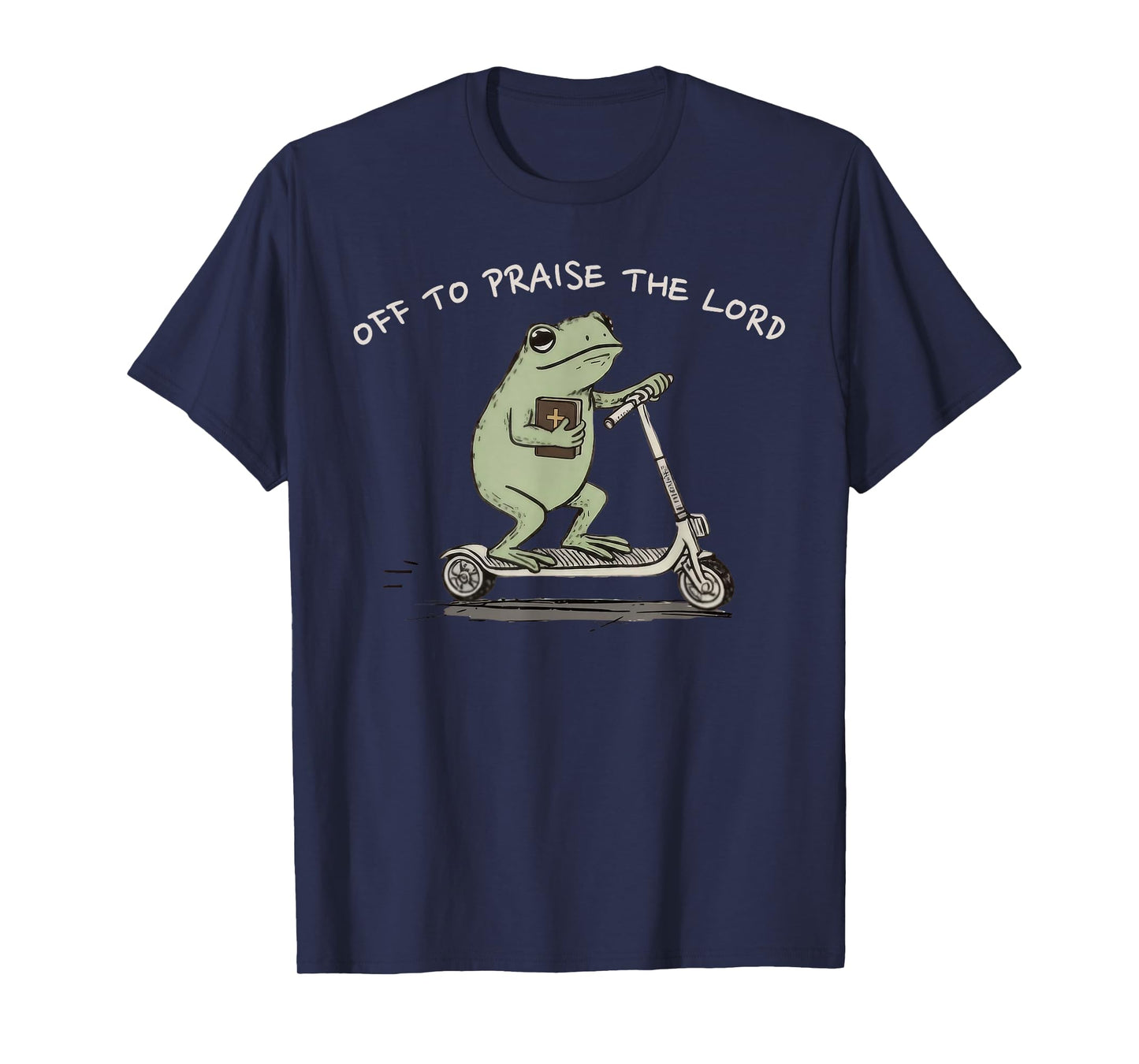 Funny Frog Off to Praise The Lord Christian Scooter T-Shirt