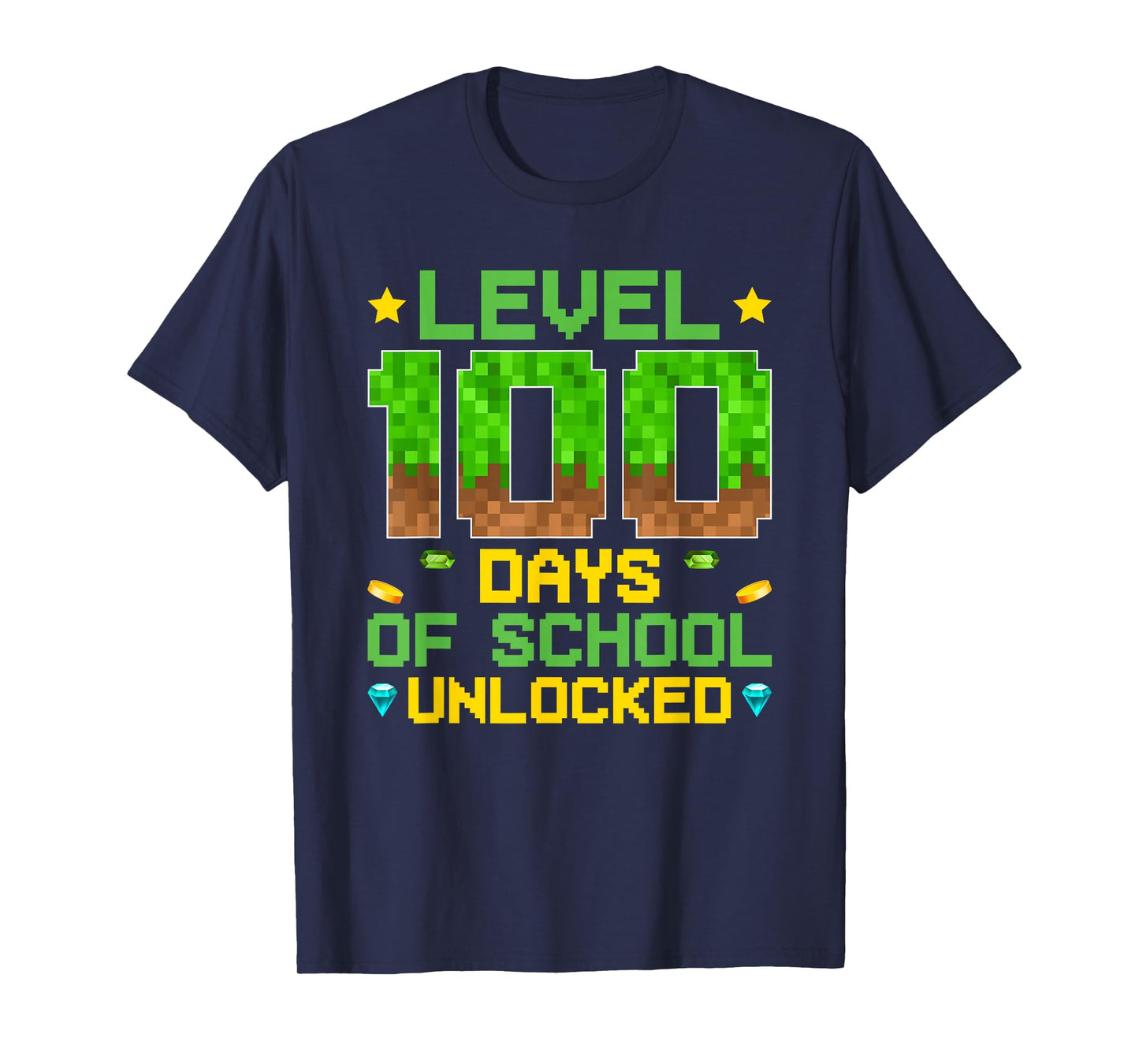 Level 100 Days of School Unlocked Pixel Video Games Boys T-Shirt