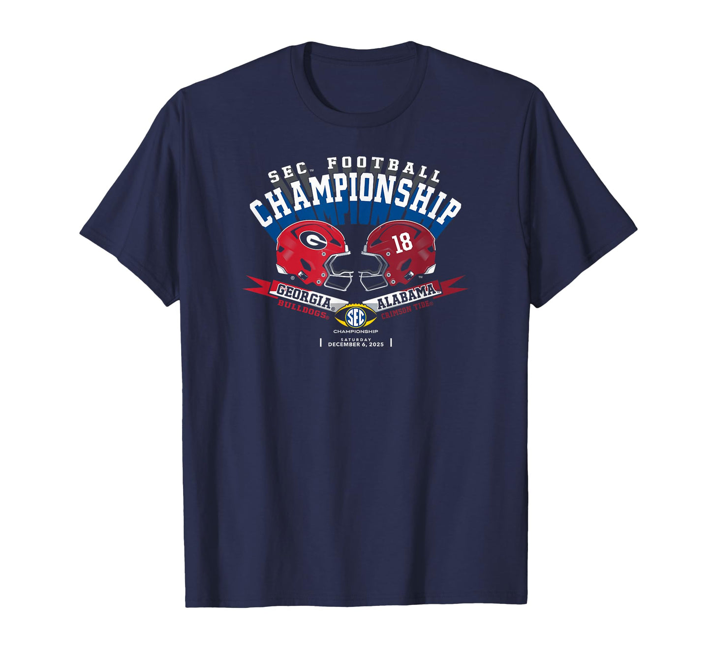 Georgia vs Alabama SEC Championship 2025 Football Black T-Shirt