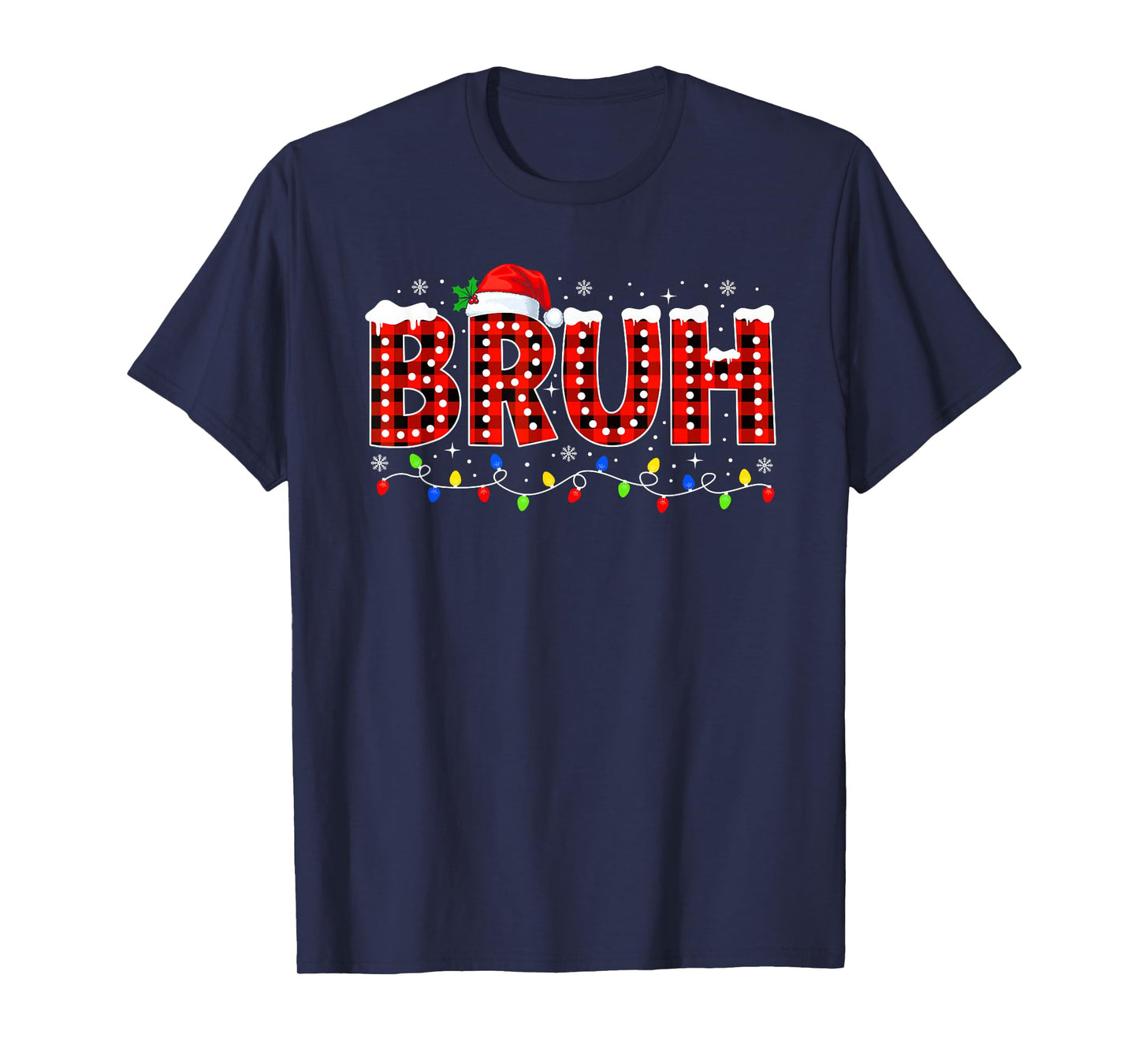 Bruh Christmas Boys Teens Kids Santa Hat Family Xmas Pajama T-Shirt