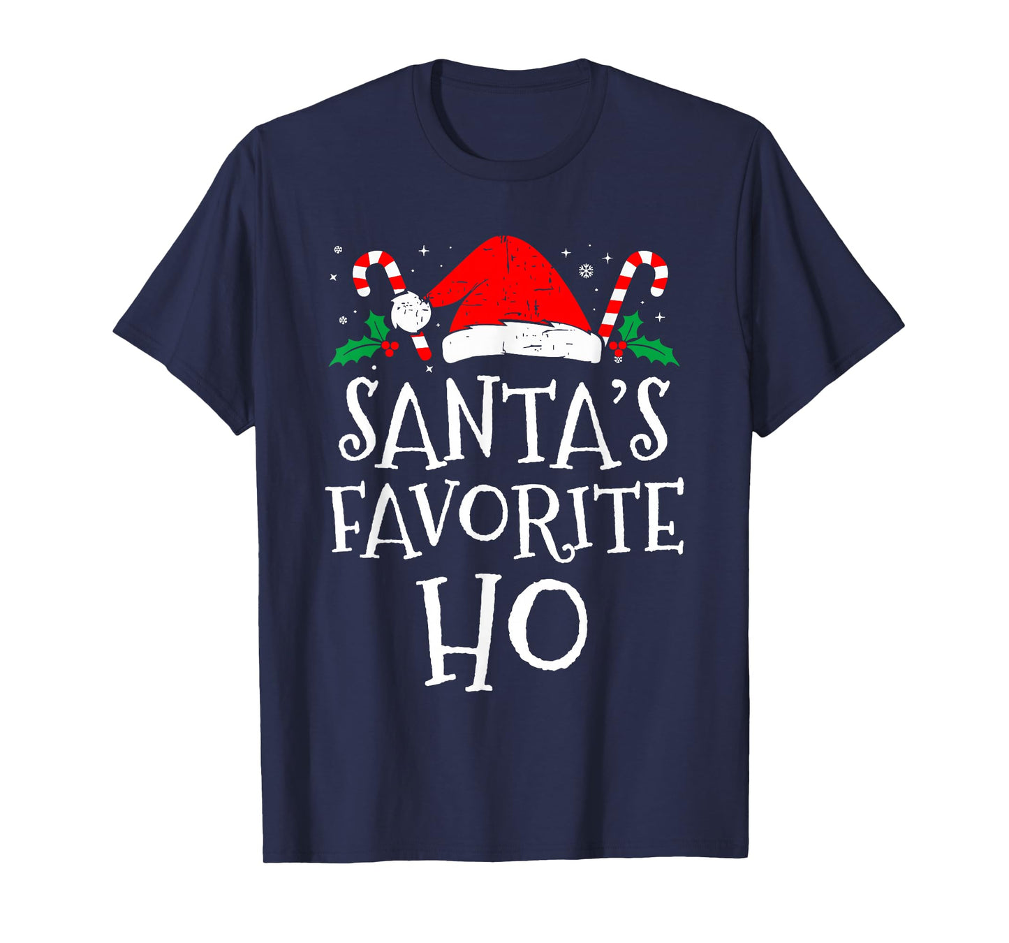 Funny Christmas Santa's Favorite Ho Naughty Pajama Matching T-Shirt