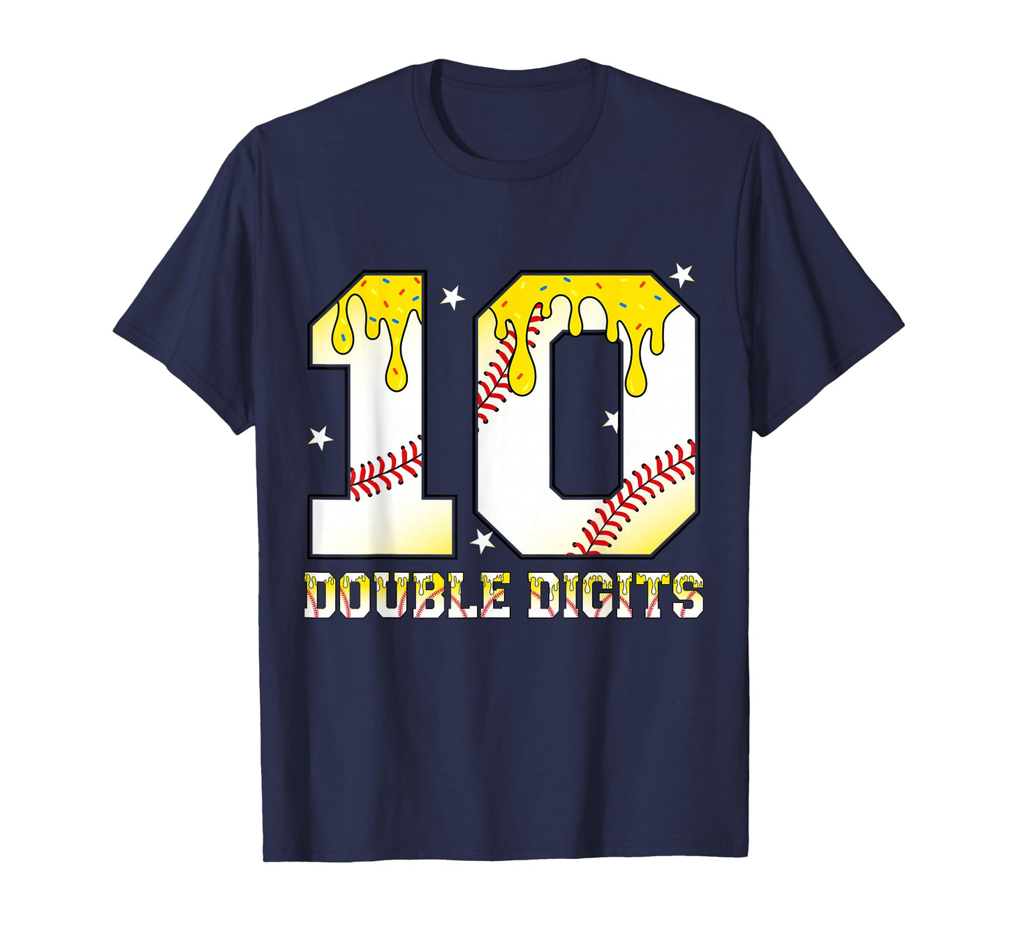 10th Birthday Baseball Drip Boy 10 Years Old Double Digits T-Shirt
