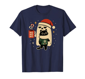 Gothic Christmas Cat and Ghost Festive Fun T-Shirt