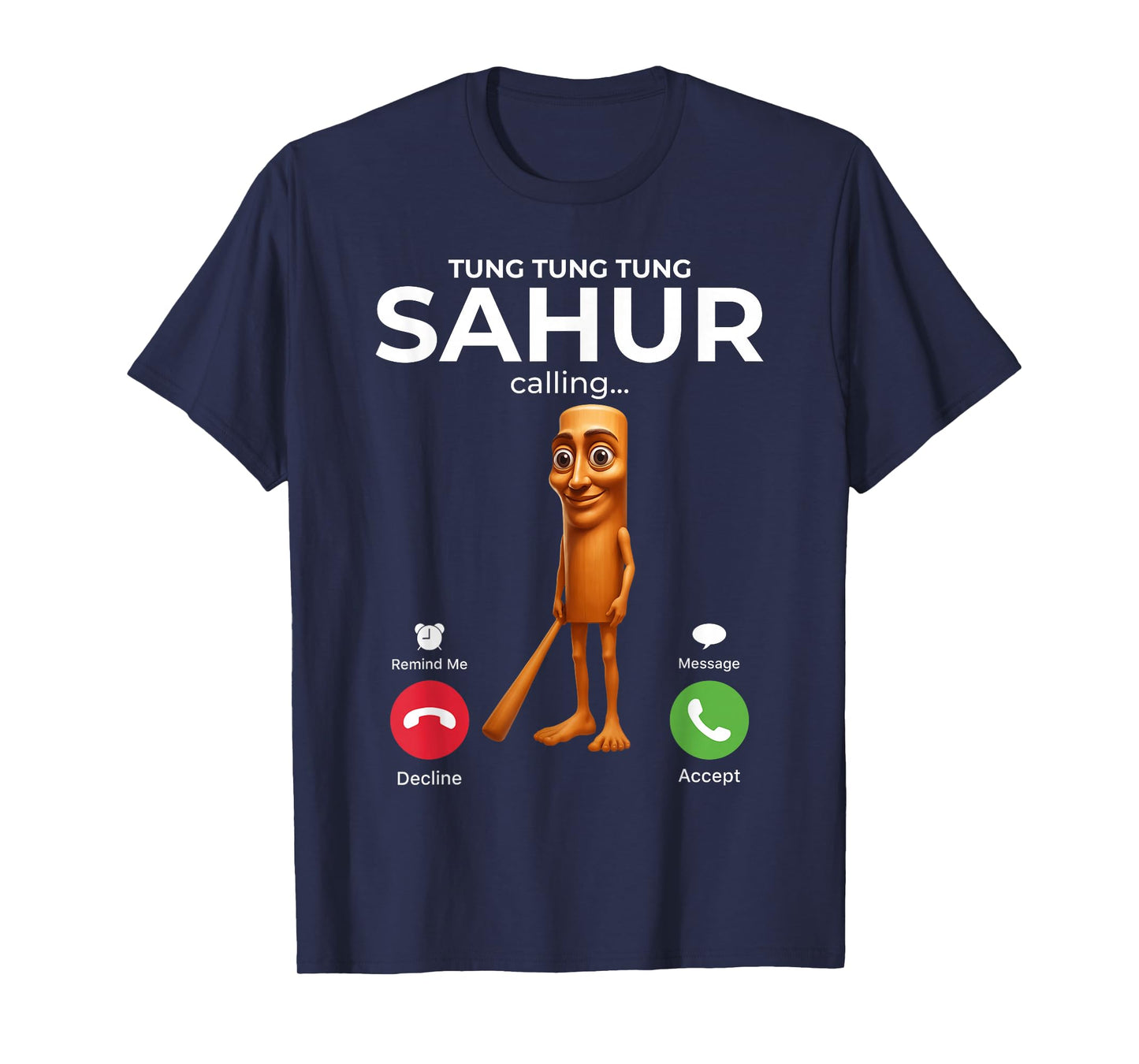 Tung Sahur Calling Funny Fishing Brainrot Joke Boys Kid Meme T-Shirt