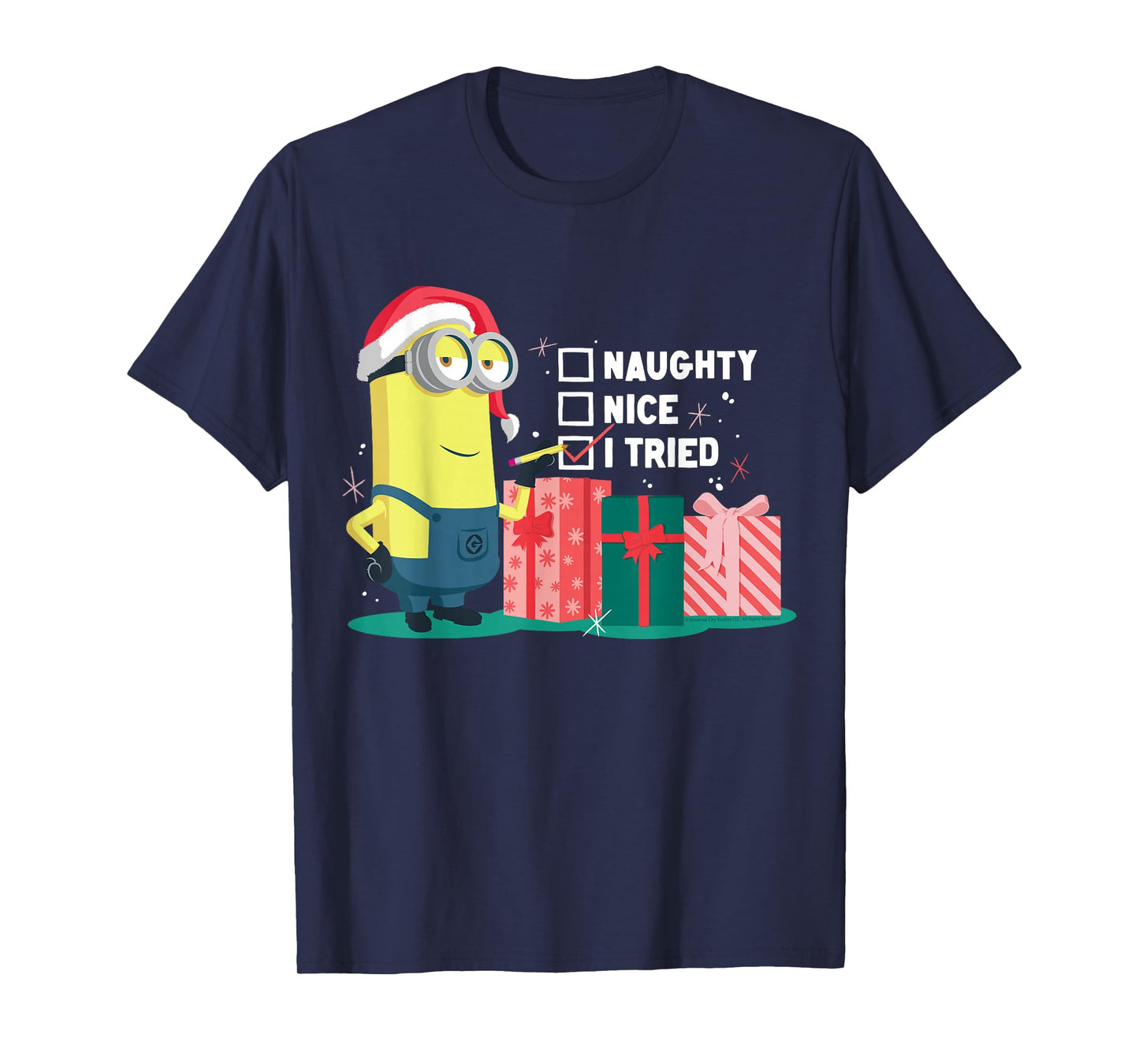 Naughty Nice I Tried Minion Christmas Humor T-Shirt