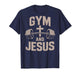Christian Workout Gym & Jesus Weight Lifting Men On Back T-Shirt