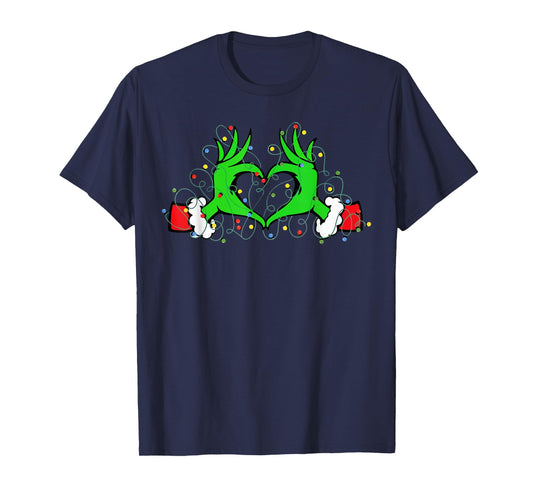 Funny Christmas Heart Hand Matching Family Costume T-Shirt