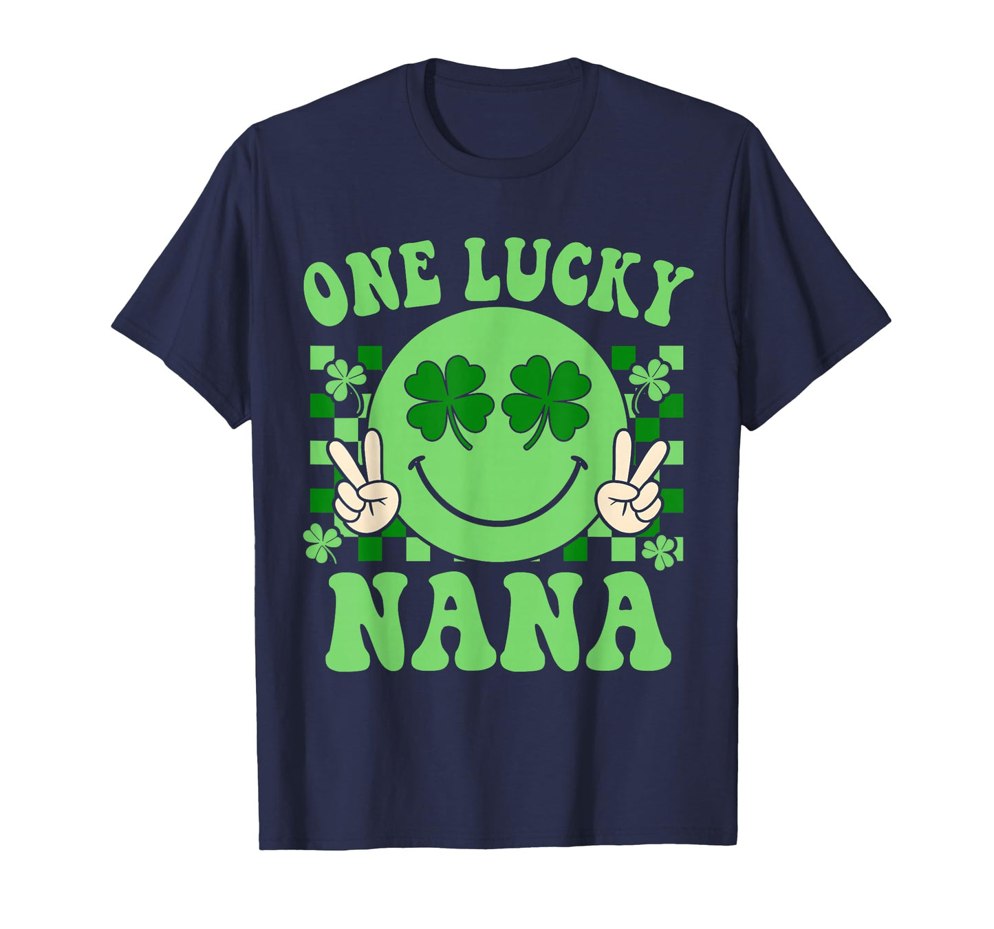 St Patricks Day Family Matching Groovy Retro One Lucky Nana T-Shirt