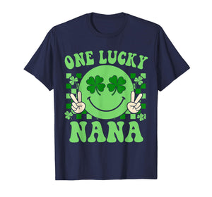 St Patricks Day Family Matching Groovy Retro One Lucky Nana T-Shirt