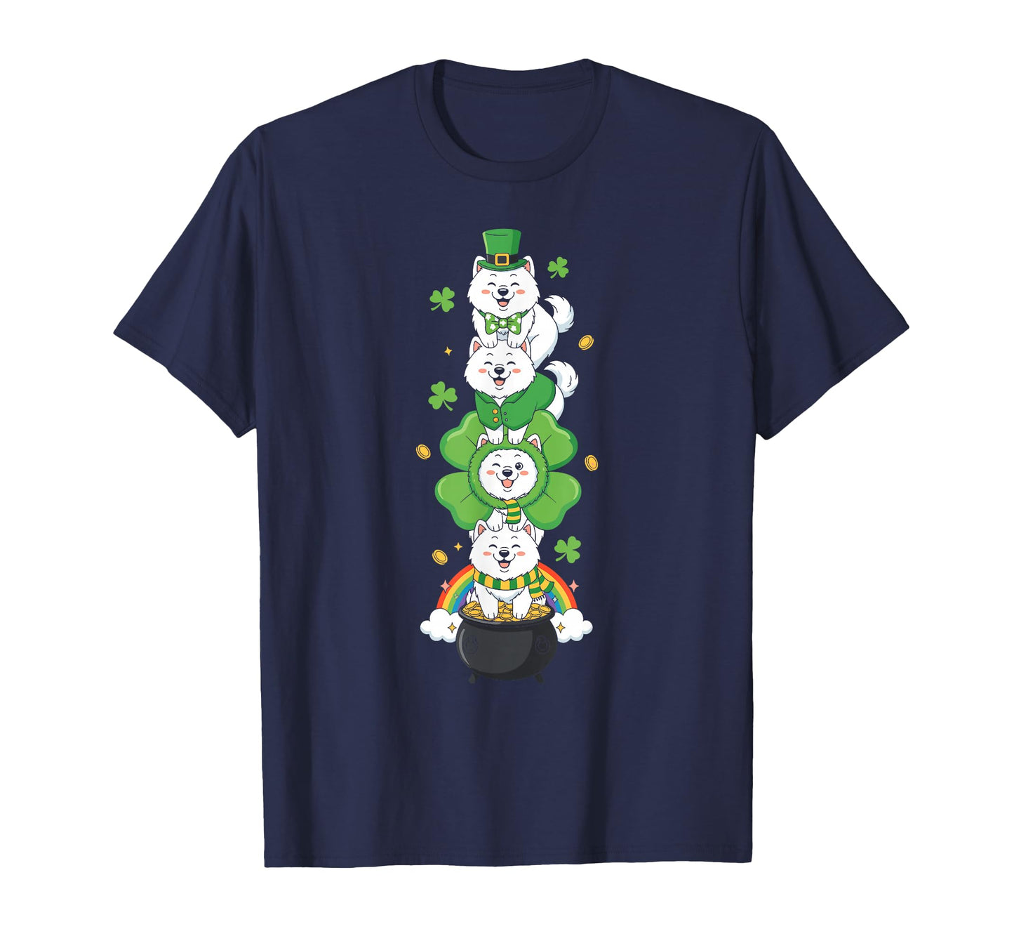 Funny Samoyed Clover St Patricks Day Womens Mens Kids T-Shirt