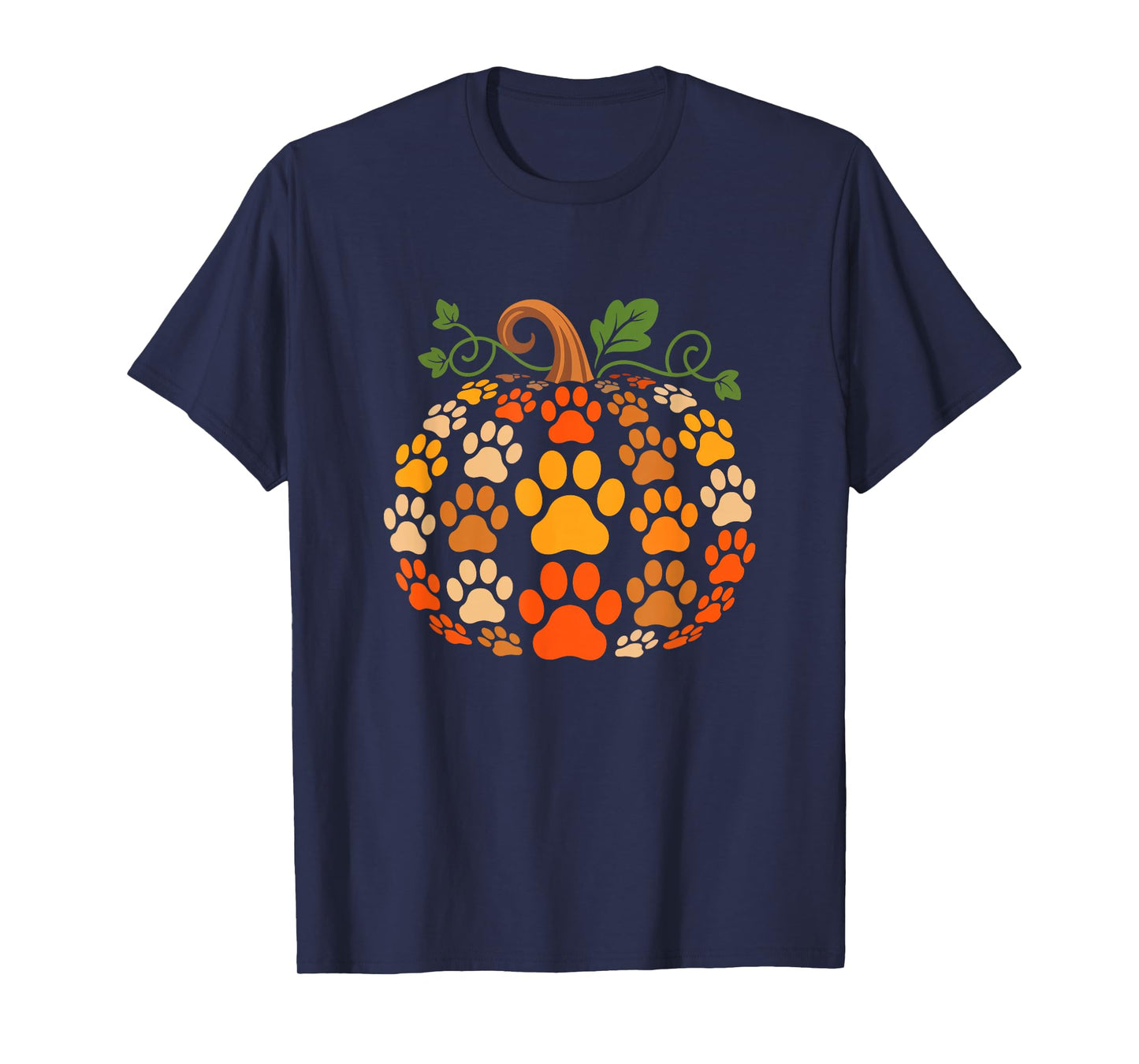 Dog Paws Fall Pumpkins Shape Thanksgiving Owner Kids Family T-Shirt