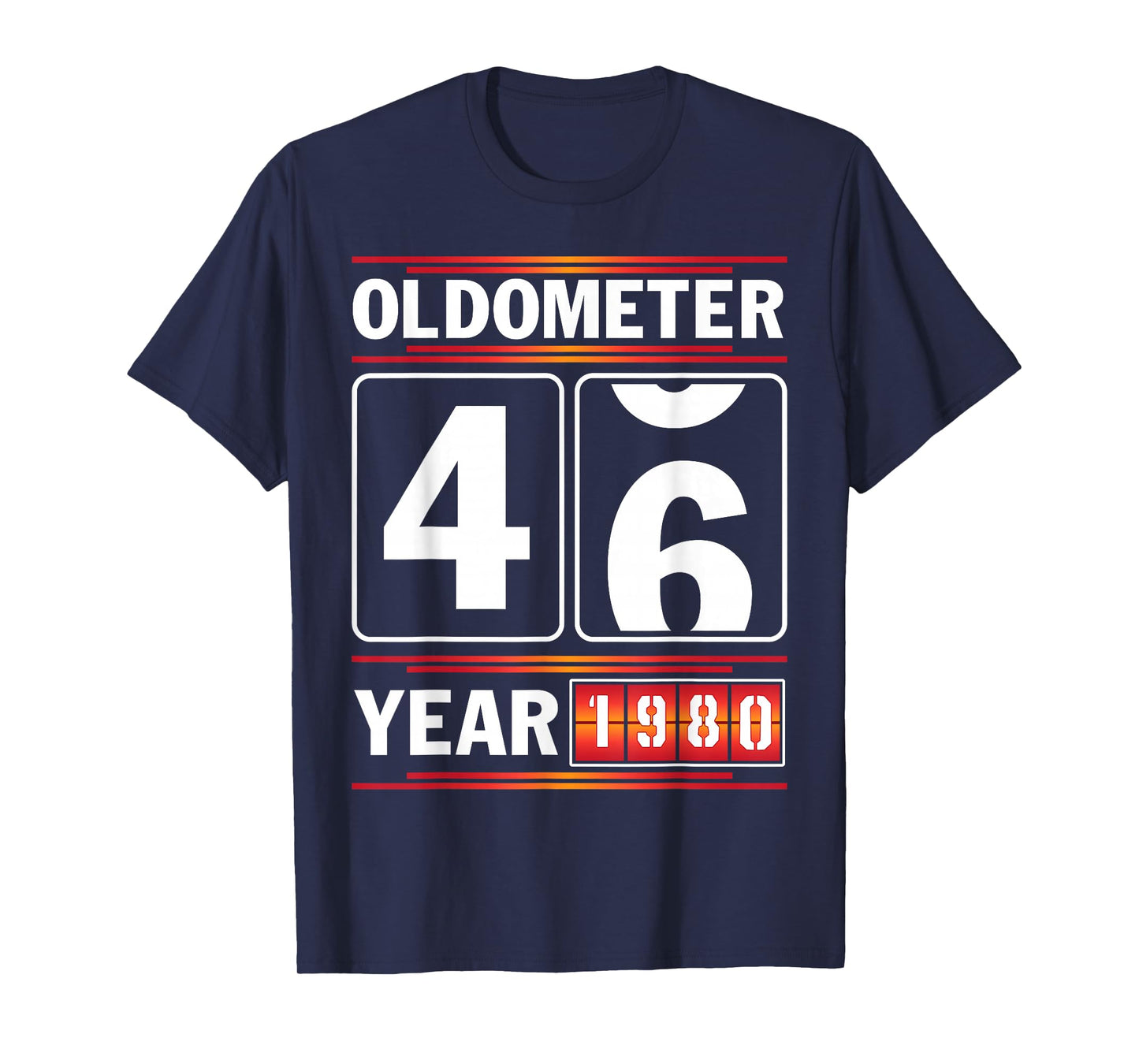 Oldometer Turning 46 Year Old Born in 1980 Vintage Birthday T-Shirt