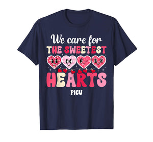 Groovy PICU Valentine PICU Nurse Valentines Day PICU Nursing T-Shirt