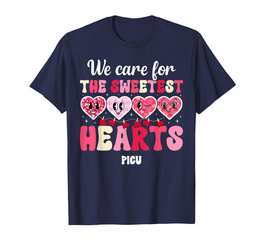 Groovy PICU Valentine PICU Nurse Valentines Day PICU Nursing T-Shirt