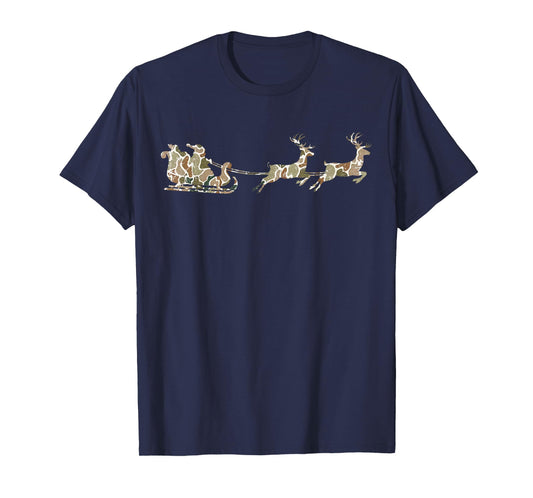 Old Camo Santa Sleighing Camouflage Hunting Christmas T-Shirt