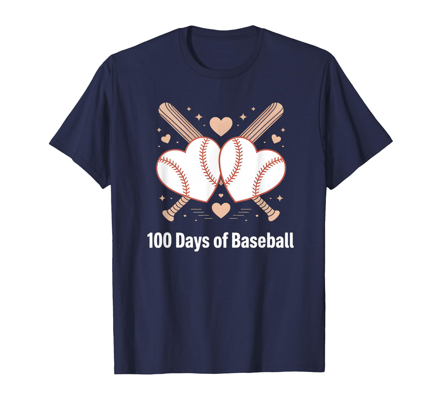 100 Days of School Baseball Love Valentine’s Day Men Women T-Shirt